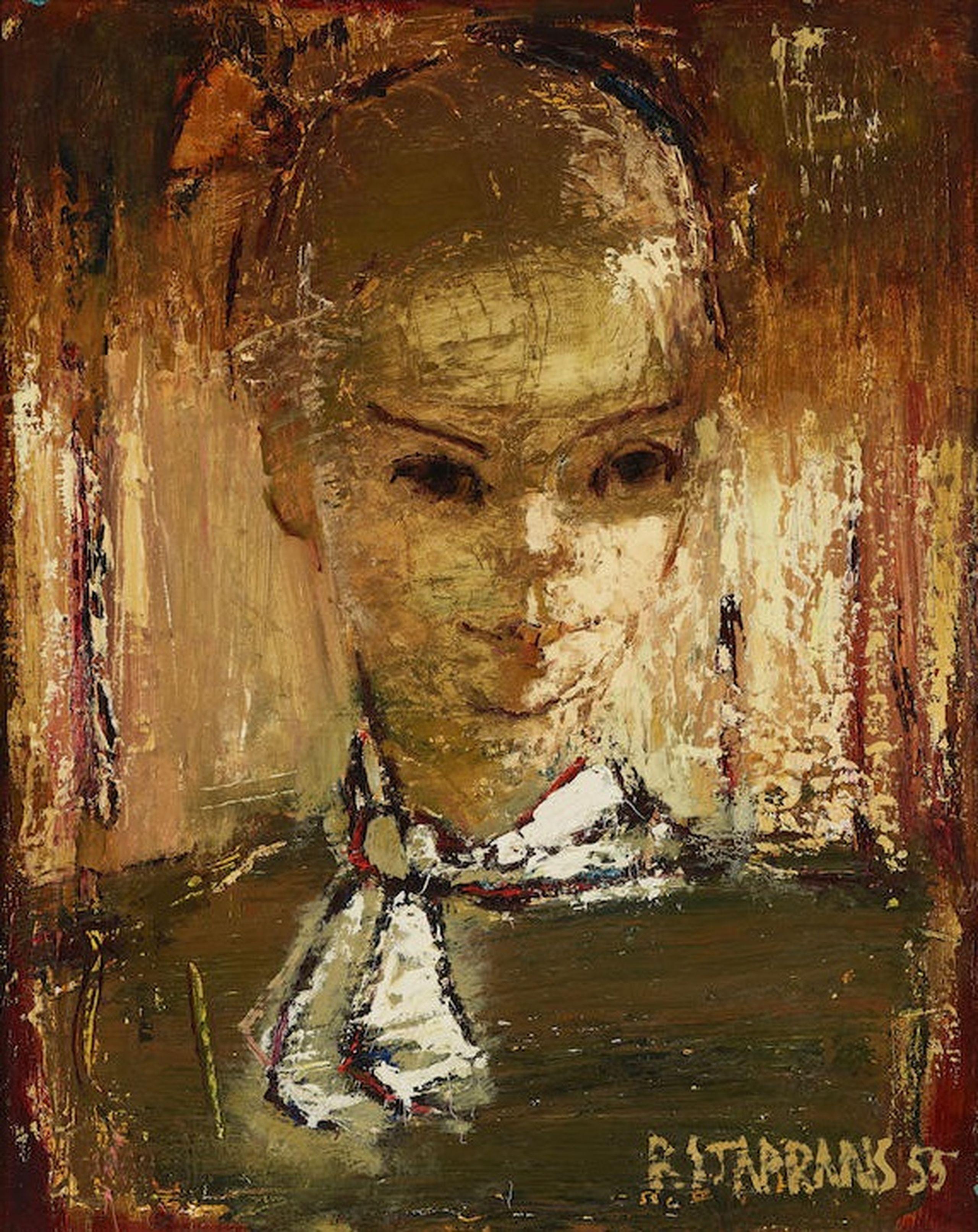 Raimonds Staprаns  Portrait Painting – Frauenporträt. 1955, Öl auf Leinwand, 50.8 x 40.6 cm