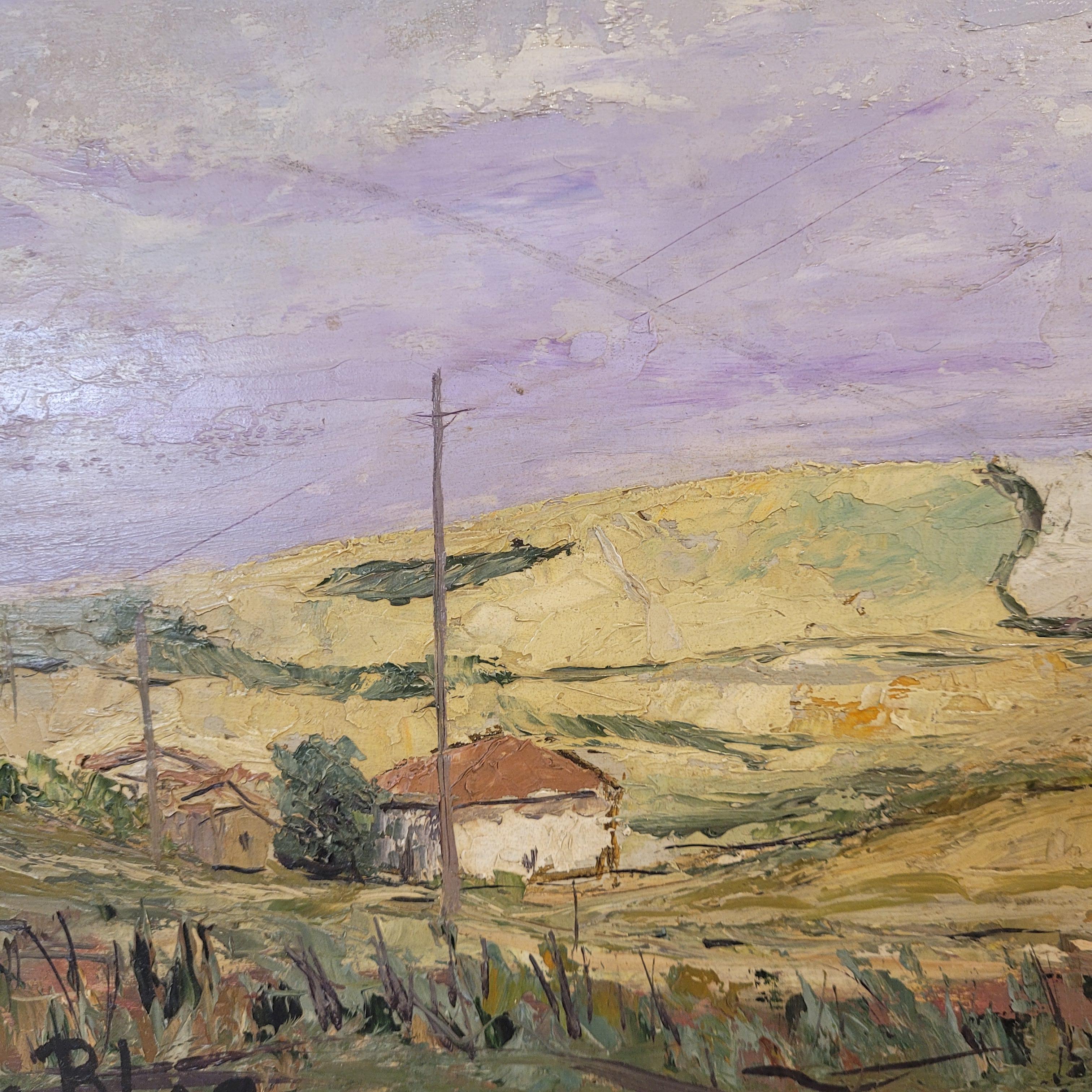 Öl auf Leinwand Kastilische Landschaft von Raimundo de Blas Spanien im Angebot 5