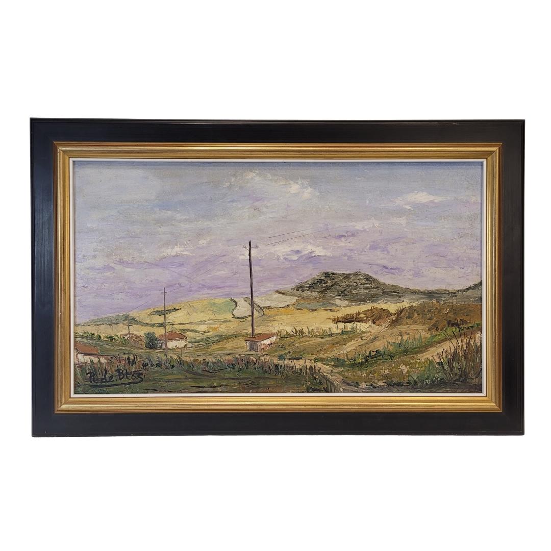 Öl auf Leinwand Kastilische Landschaft von Raimundo de Blas Spanien – Painting von  Raimundo de Blas  (Mucientes, 1910-1975)
