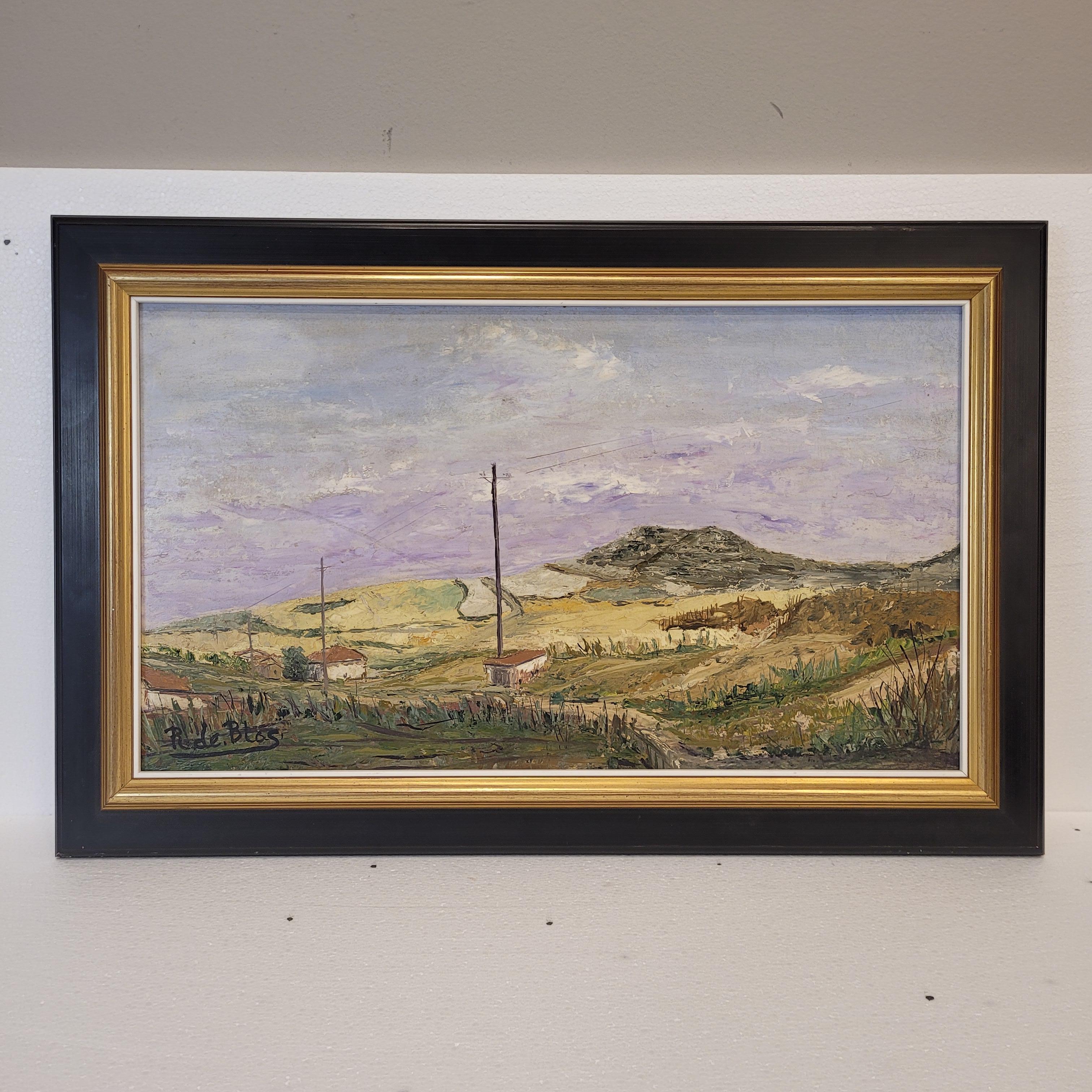 Öl auf Leinwand Kastilische Landschaft von Raimundo de Blas Spanien im Angebot 1