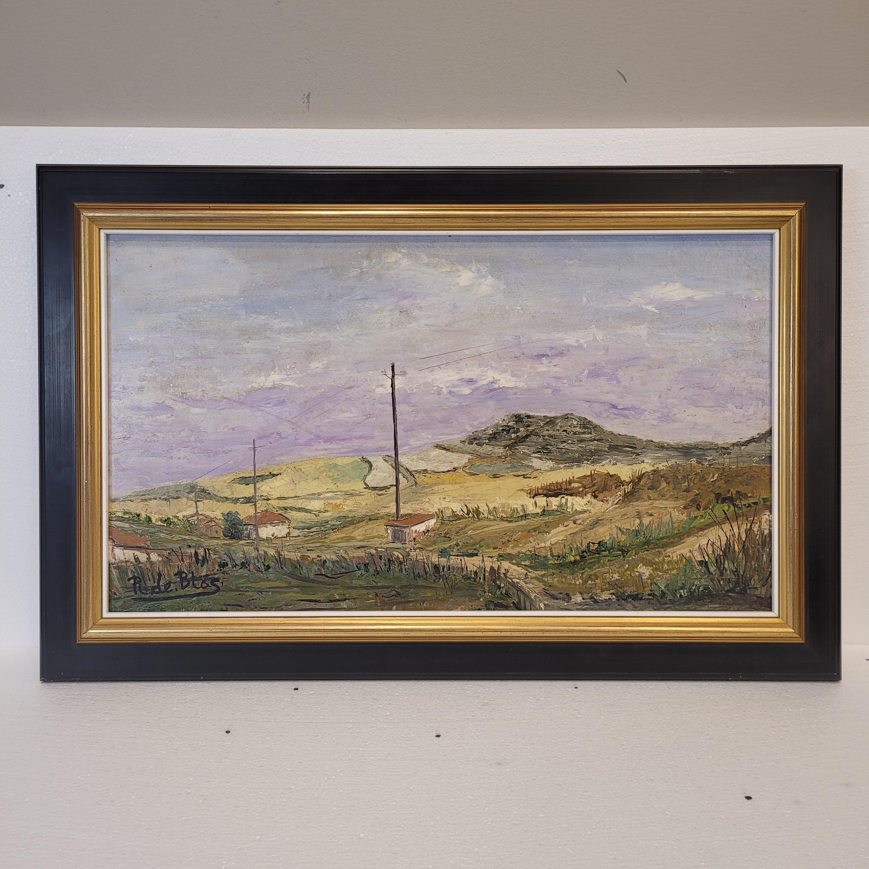 Öl auf Leinwand Kastilische Landschaft von Raimundo de Blas Spanien im Angebot 2