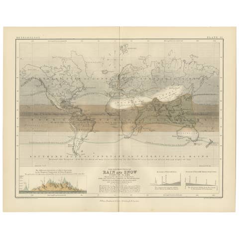 Rain and Snow Map by A.K. Johnston – Global Precipitation Chart 1852
