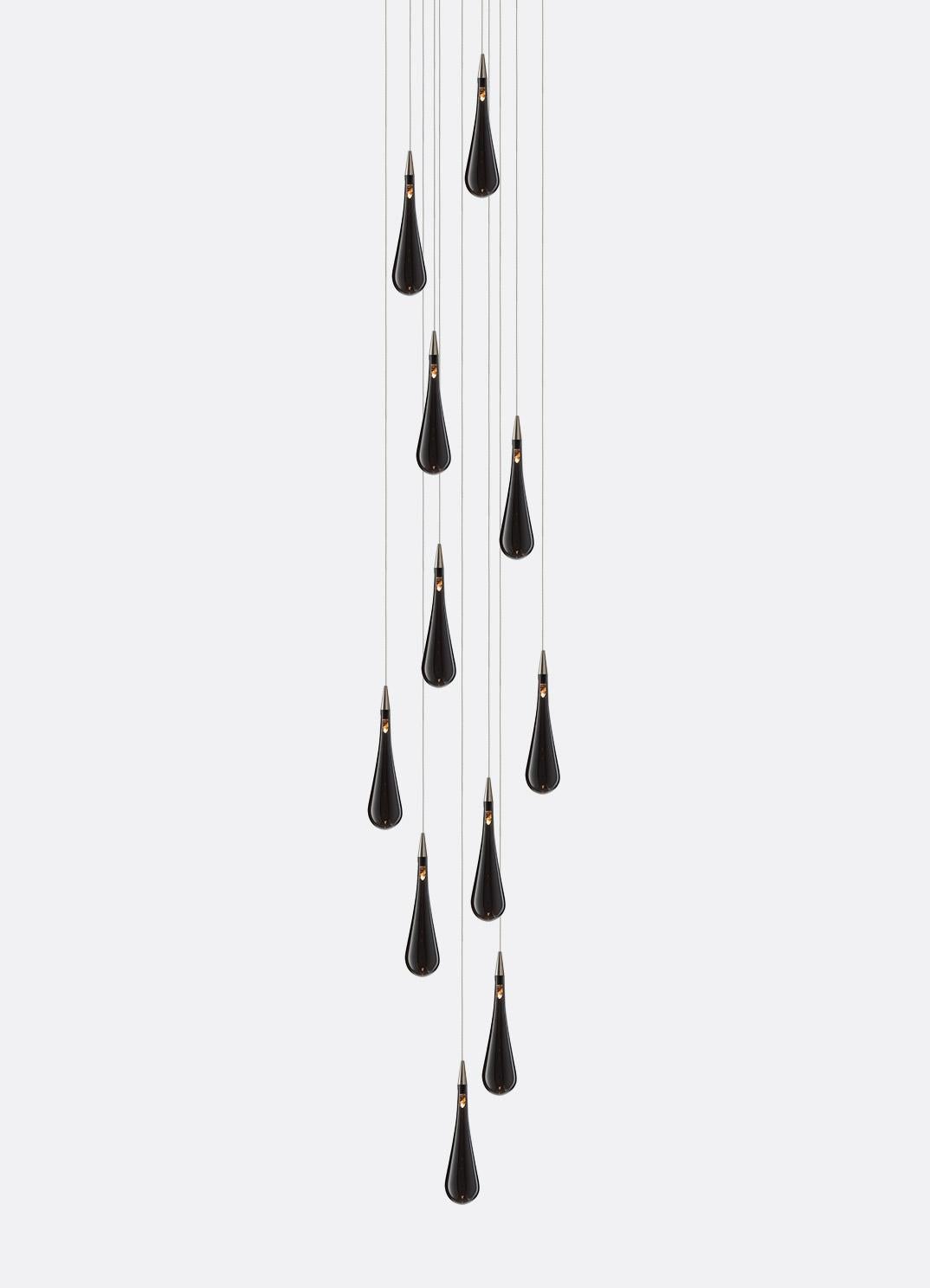 American Rain Drop 11, Blown Mixed Glass Pendant Foyer Chandelier by Shakuff