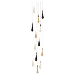 Rain Drop 13, 2.25" Dia x 7.5" H Blown Glass Foyer Chandelier by Shakuff