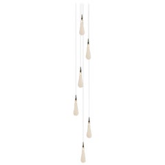 Rain Drop 6, 2.25" Dia x 7.5" H Blown Glass Foyer Chandelier by Shakuff