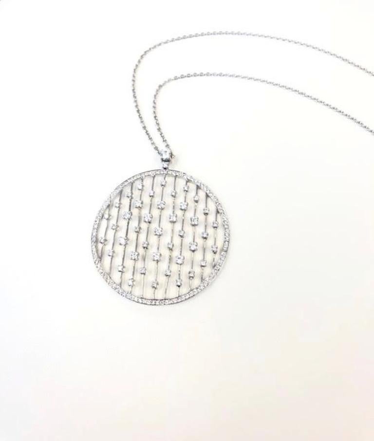 Modern 18 Karat White Gold Diamond Rain Drops Pendant Necklace For Sale