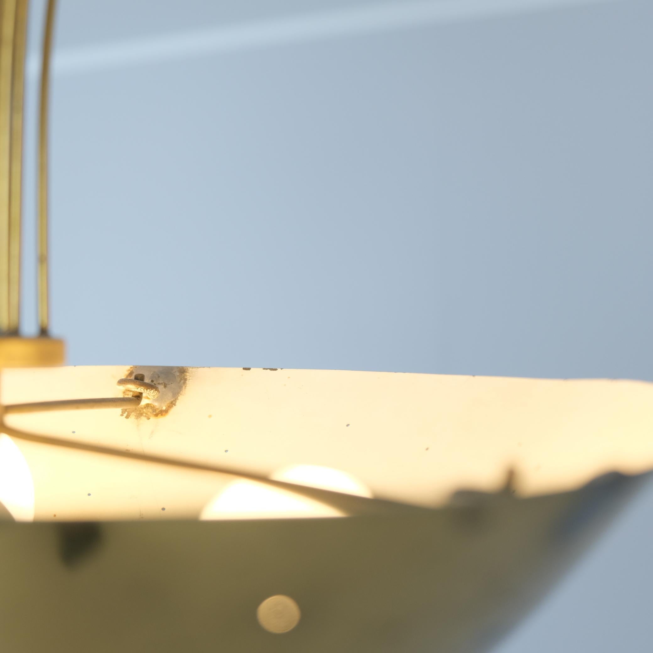 Rain Drops Perforated Brass Lisa Johansson-Papé Chandelier 61-373, Orno 1950s For Sale 5