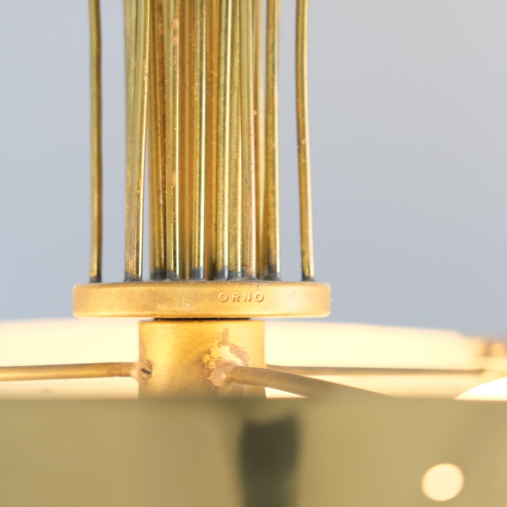 Rain Drops Perforated Brass Lisa Johansson-Papé Chandelier 61-373, Orno 1950s For Sale 6