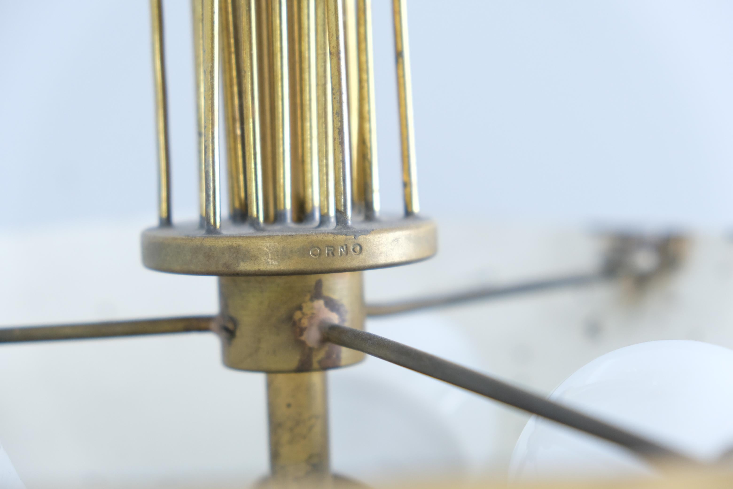 Rain Drops Perforated Brass Lisa Johansson-Papé Chandelier 61-373, Orno 1950s In Good Condition For Sale In Helsinki, FI