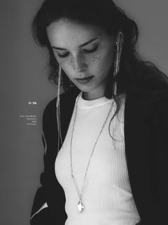 Rain Ear Set with Chains in 925 Sterling Silver & Cubic Zirconia Studs by O Sh