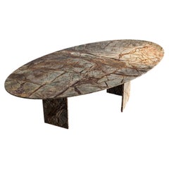 Rain Forest Green Marble Dining Table - Custom Ellipse Marble Table