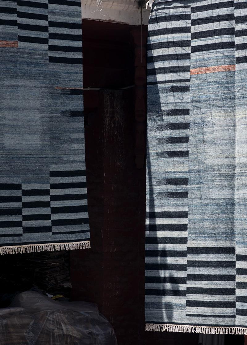 Contemporary Rain Rug, Hand Woven Wool Kilim For Sale