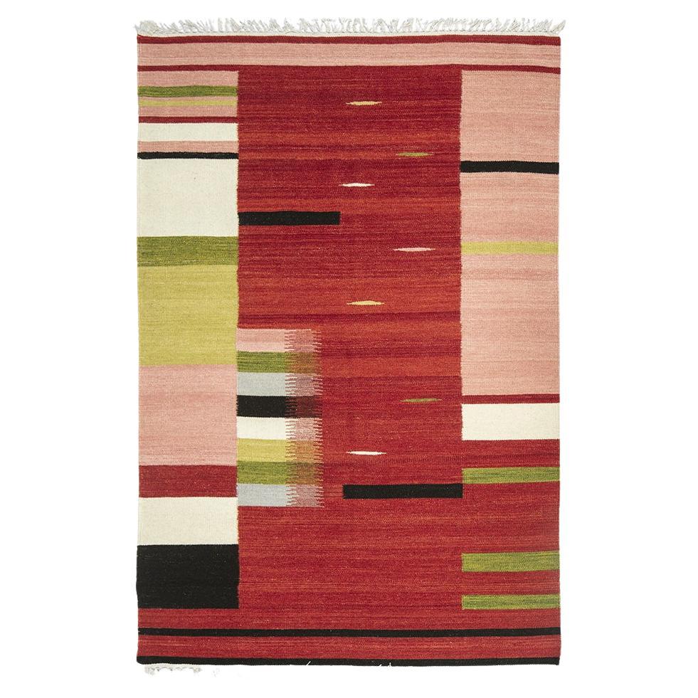 Rose Garden Rug, Hand Woven Wool Kilim For Sale