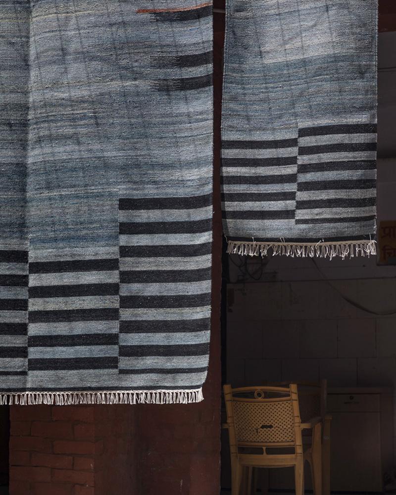 Rain Rug, Hand Woven Wool Kilim In New Condition For Sale In Montréal, CA