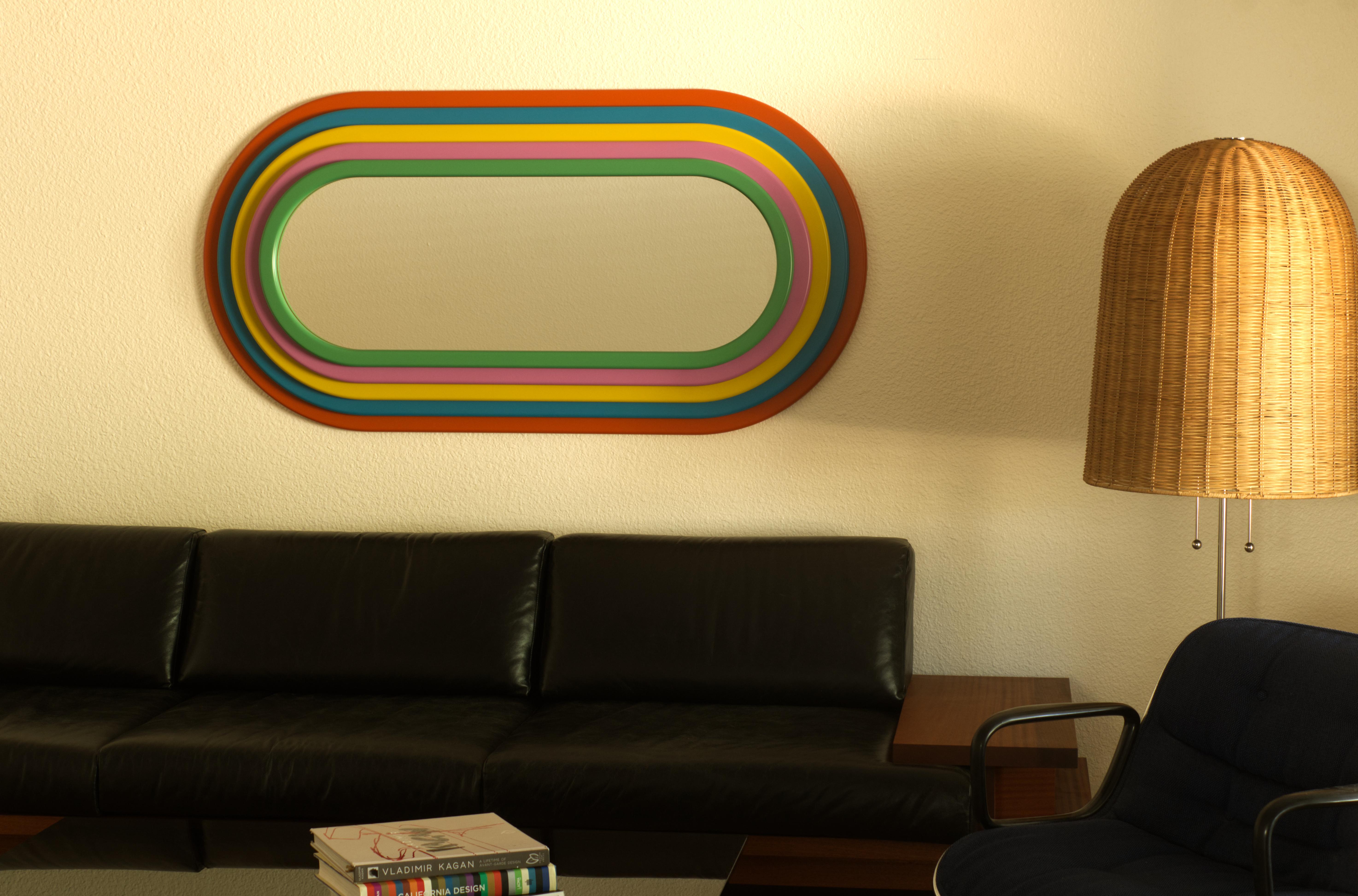 Post-Modern Rainbolwa Mirror By Greg Palombo. Inspired by Ettore Sottsass Ultrafragola For Sale