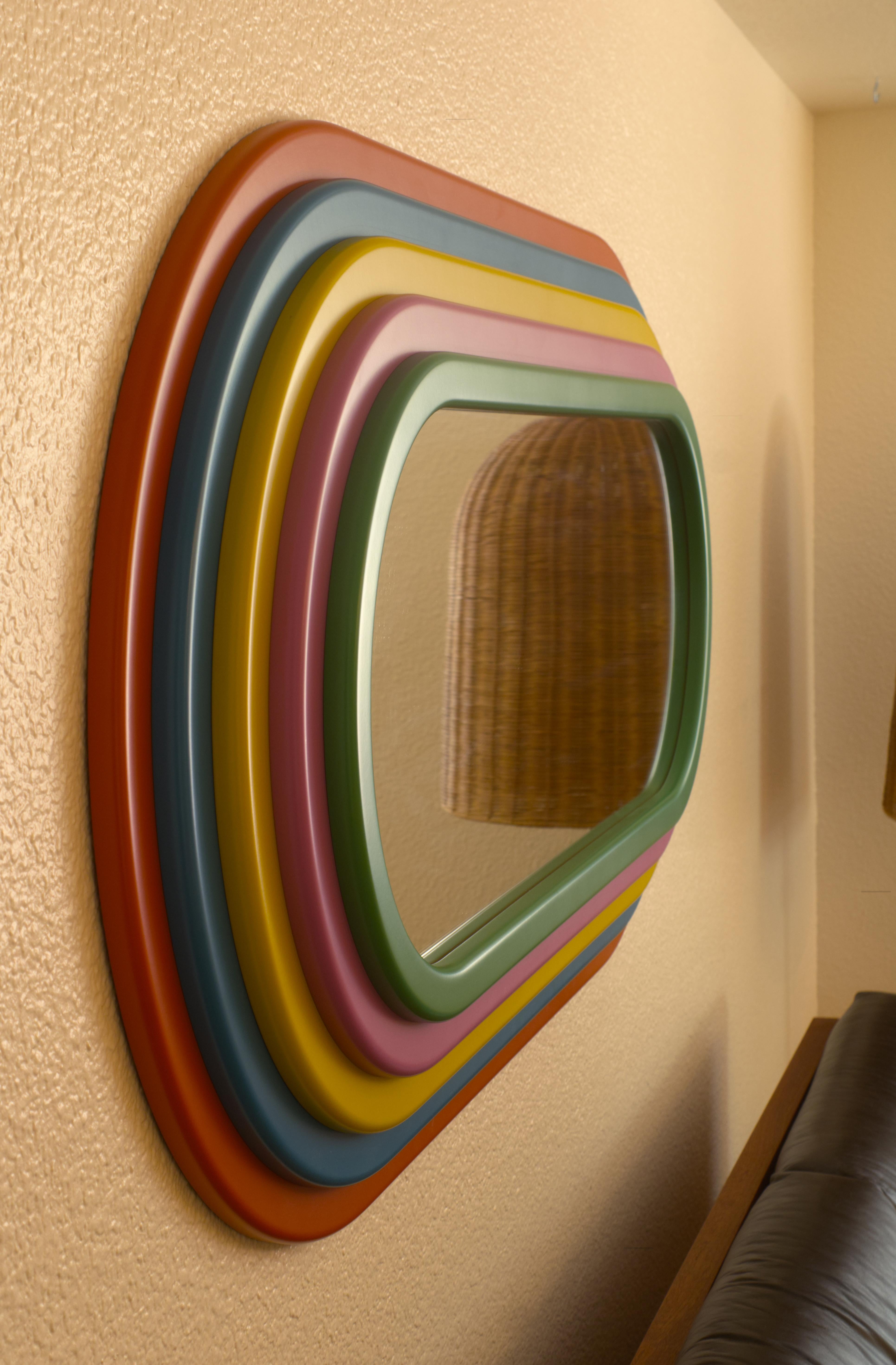American Rainbolwa Mirror By Greg Palombo. Inspired by Ettore Sottsass Ultrafragola For Sale