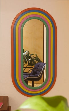 Memphis Milano Style Rainbow Mirror. Inspired by Ettore Sottsass Ultrafragola