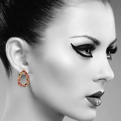 Multi Sapphire 14 Karat Gold Rainbow Negative Space Earrings