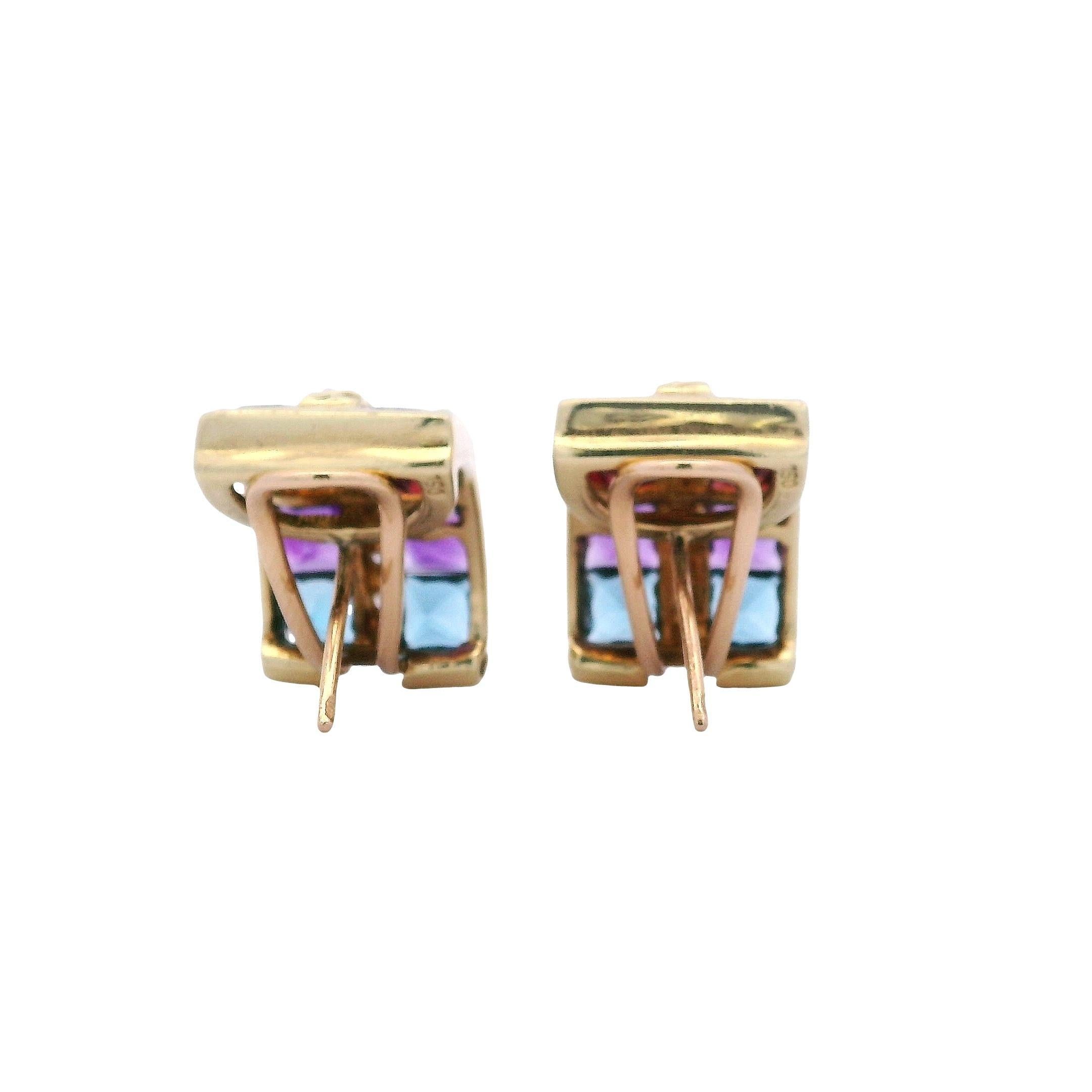 Pendientes Arco Iris de Oro de 18 Kt con Piedras Preciosas Multicolor y Diamantes en venta 2