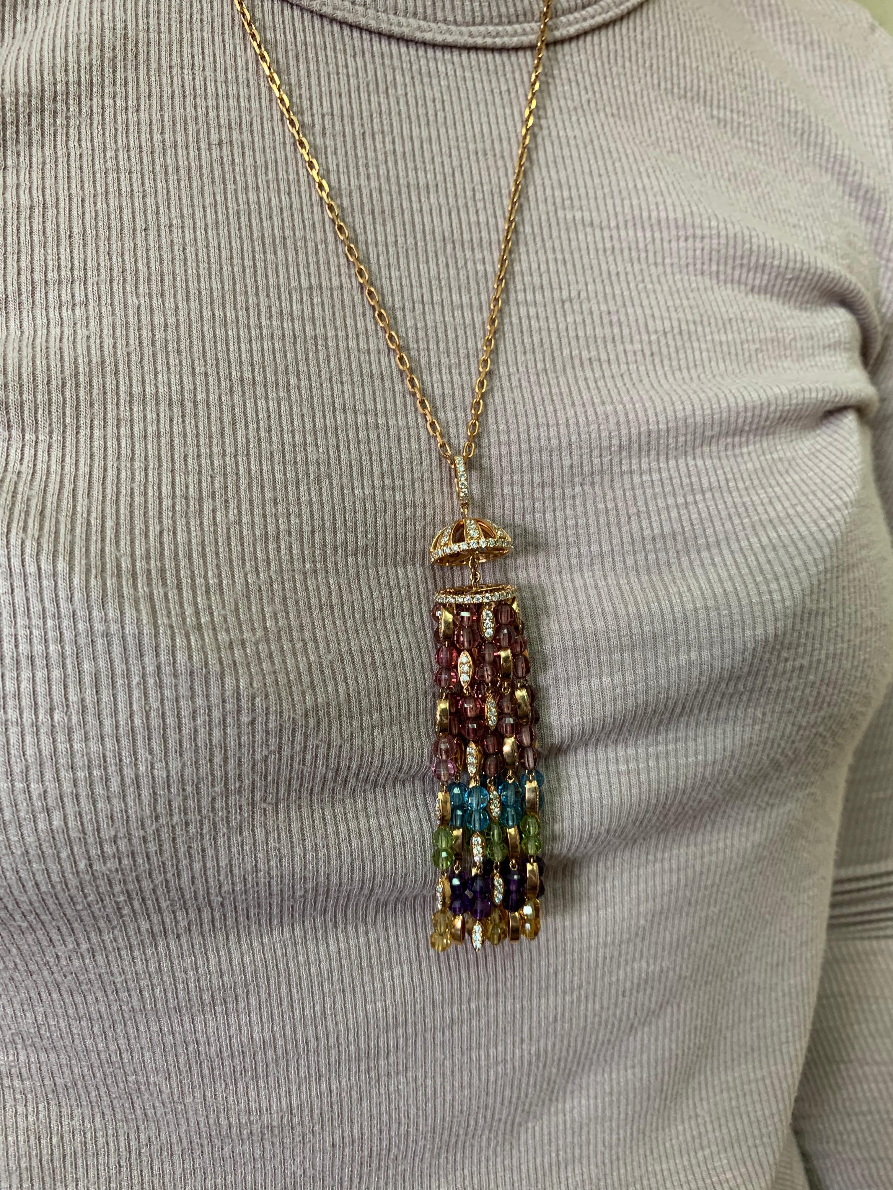 Regenbogen Perlenkugel-Halskette mit Diamant in 18 Karat Roségold (Zeitgenössisch) im Angebot