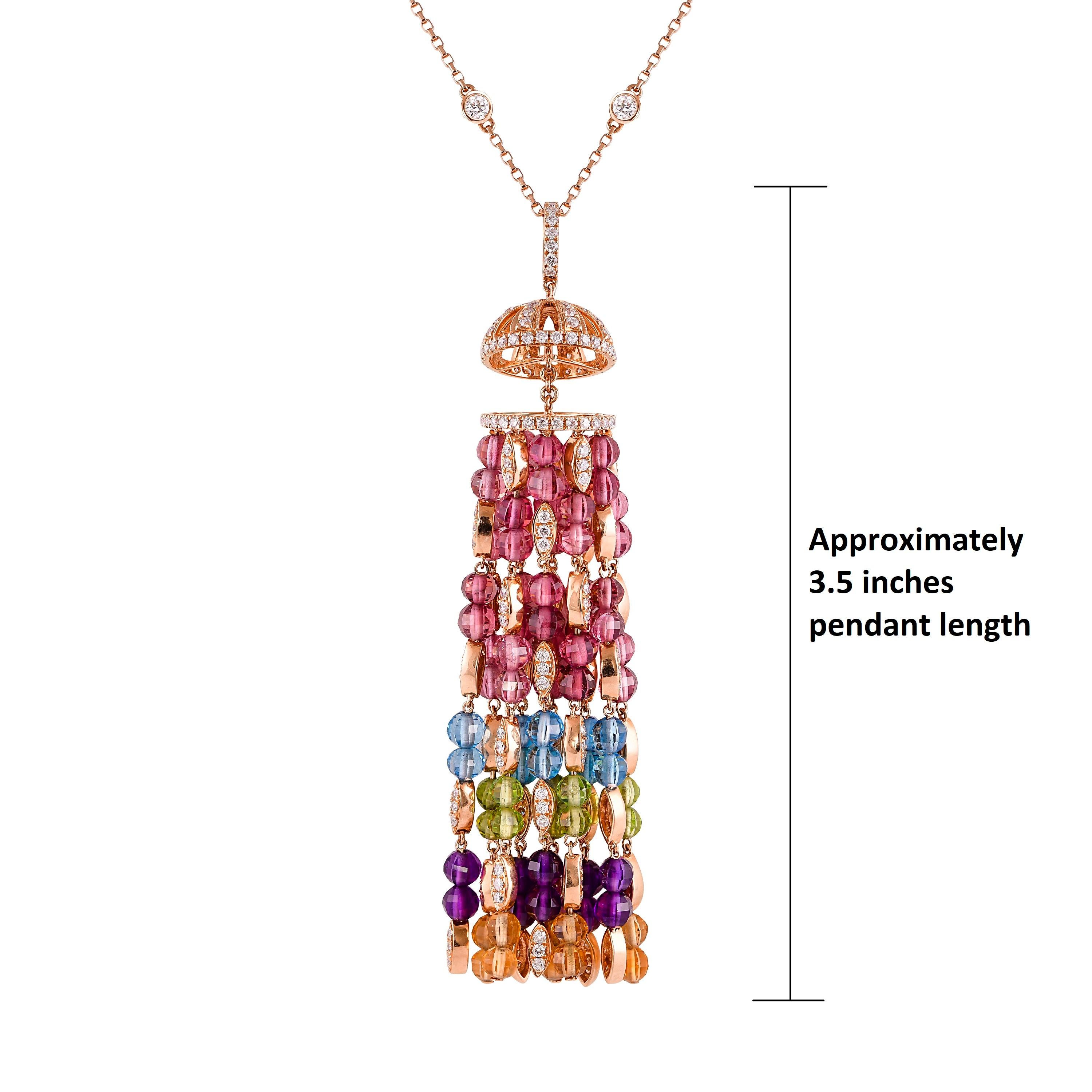 Regenbogen Perlenkugel-Halskette mit Diamant in 18 Karat Roségold Damen im Angebot