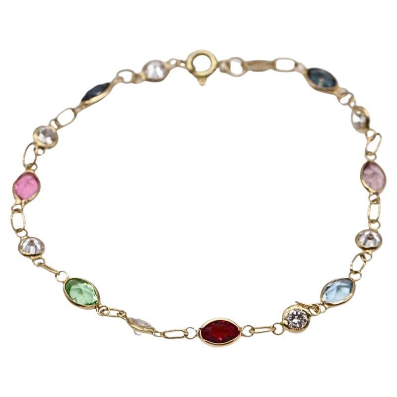 RAINBOW Bracelet in 18K Yellow Gold with Multicolor Gemstones – Luxury Jewelry