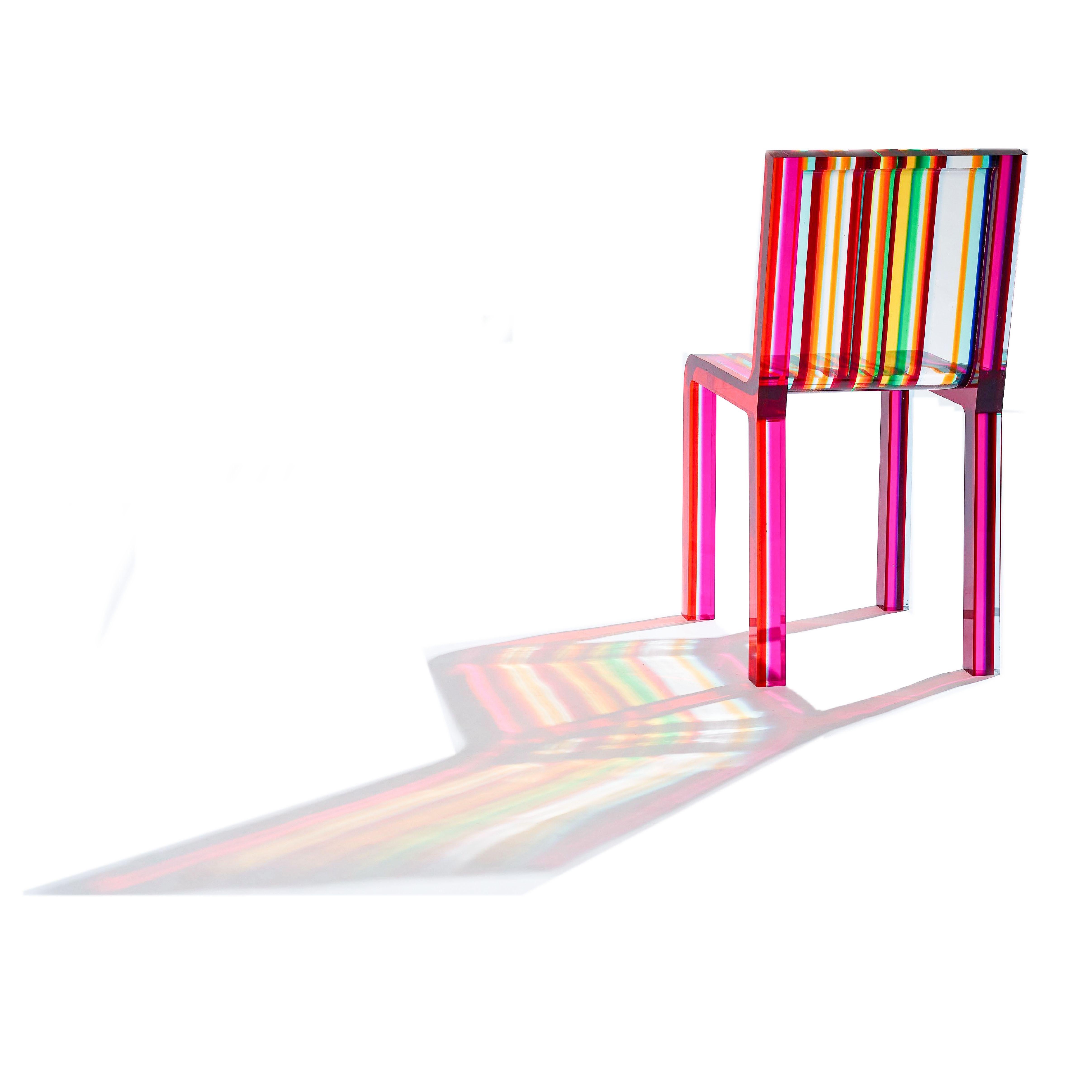 Contemporary Rainbow Chair by Patrick Norguet for Cappellini 2000 Multi-Color Lucite Acrylic For Sale