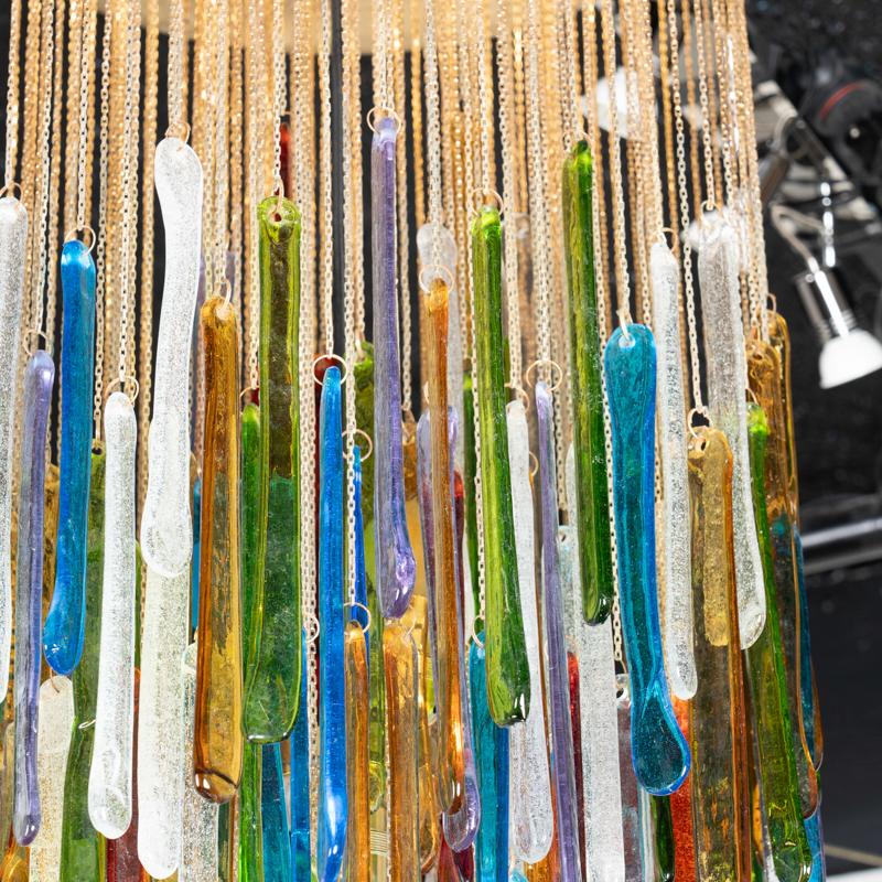 Brass Rainbow Chandelier Italy 1970