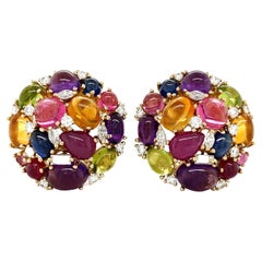 Rainbow Collage Cabochon Earrings Rainbow Collage Cabochon Earrings