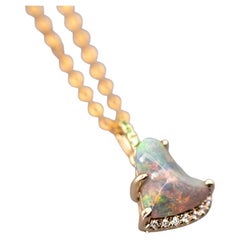 Rainbow Color Black Opal Diamond Tsavorite Pendant Necklace 18K Gold