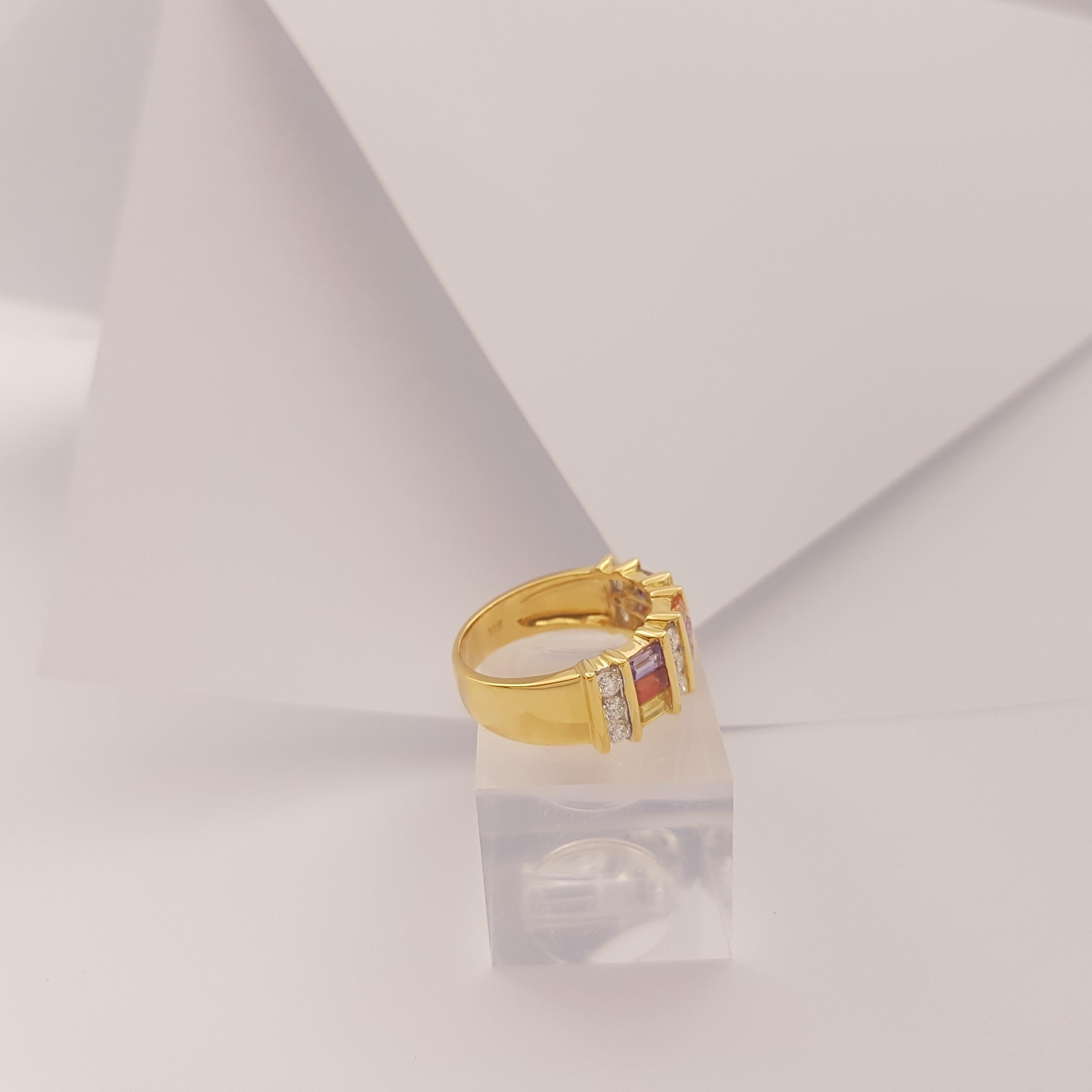 Ring mit Regenbogenfarbenem Saphir und Diamant in 18 Karat Goldfassungen gefasst im Angebot 5