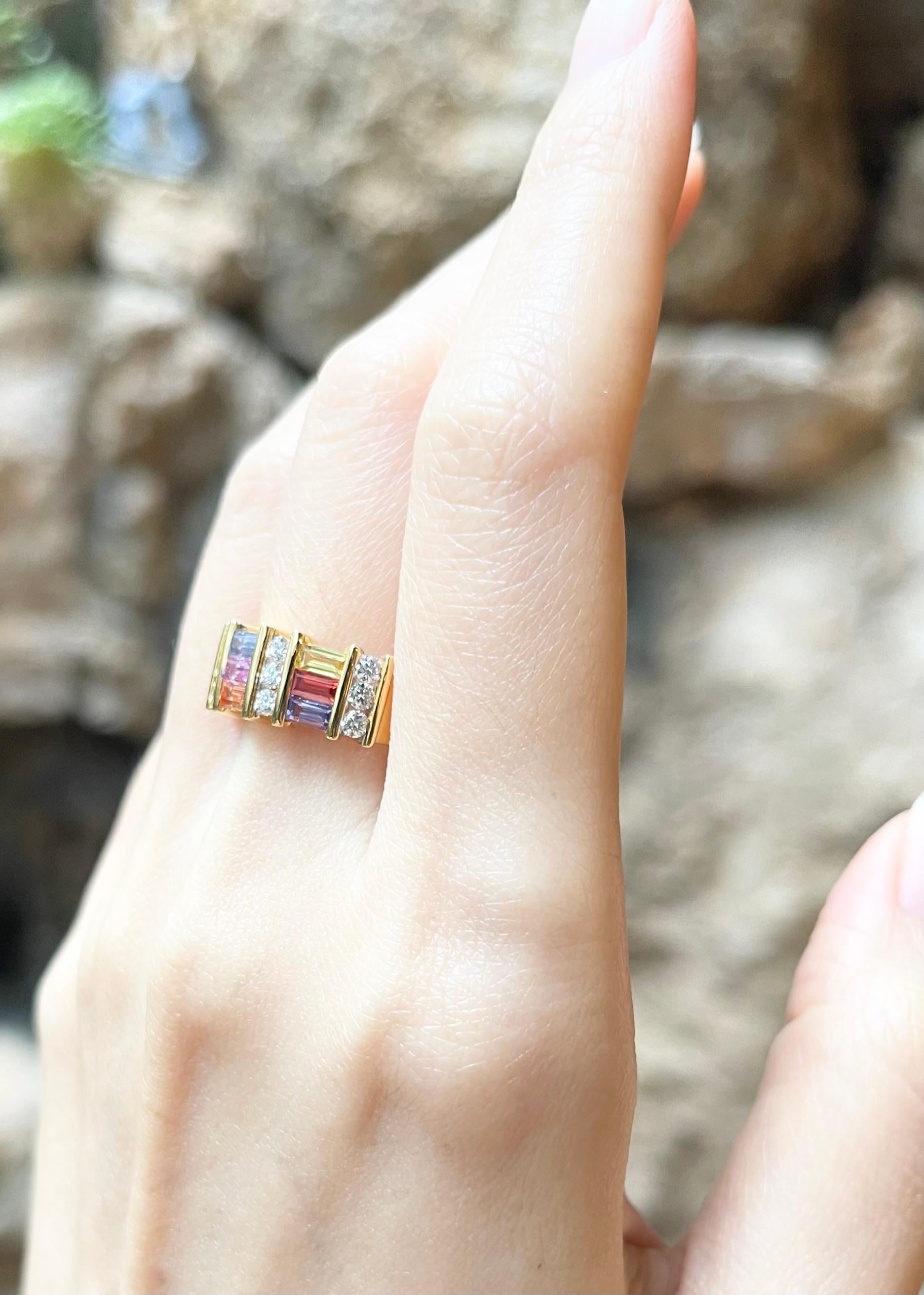 Ring mit Regenbogenfarbenem Saphir und Diamant in 18 Karat Goldfassungen gefasst (Zeitgenössisch) im Angebot