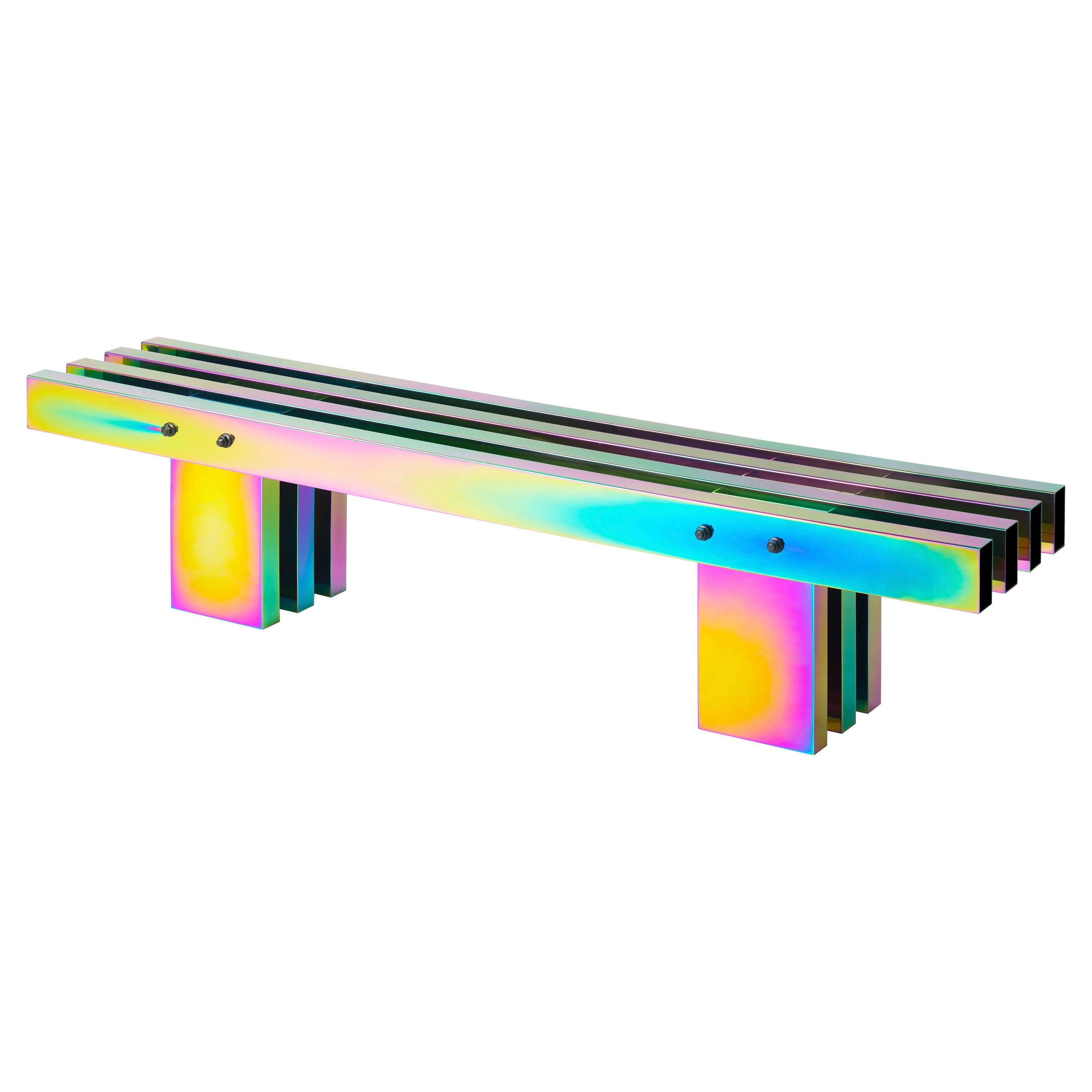 Rainbow Color Stainless Steel Hot Bench 'Large' Length by Studio Buzao