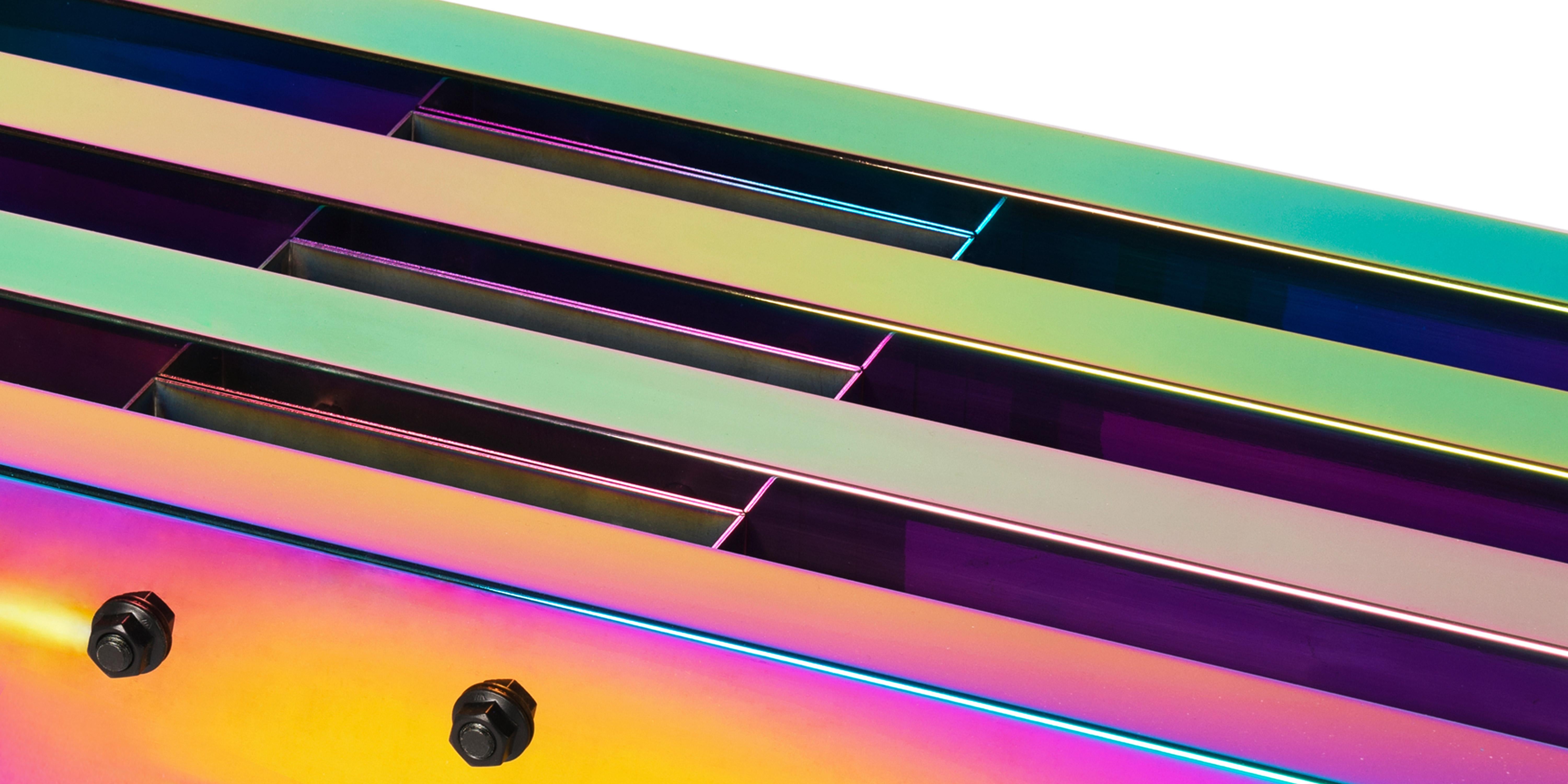 Rainbow Color Stainless Steel HOT Bench Medium Length by Studio Buzao In New Condition For Sale In Beverly Hills, CA