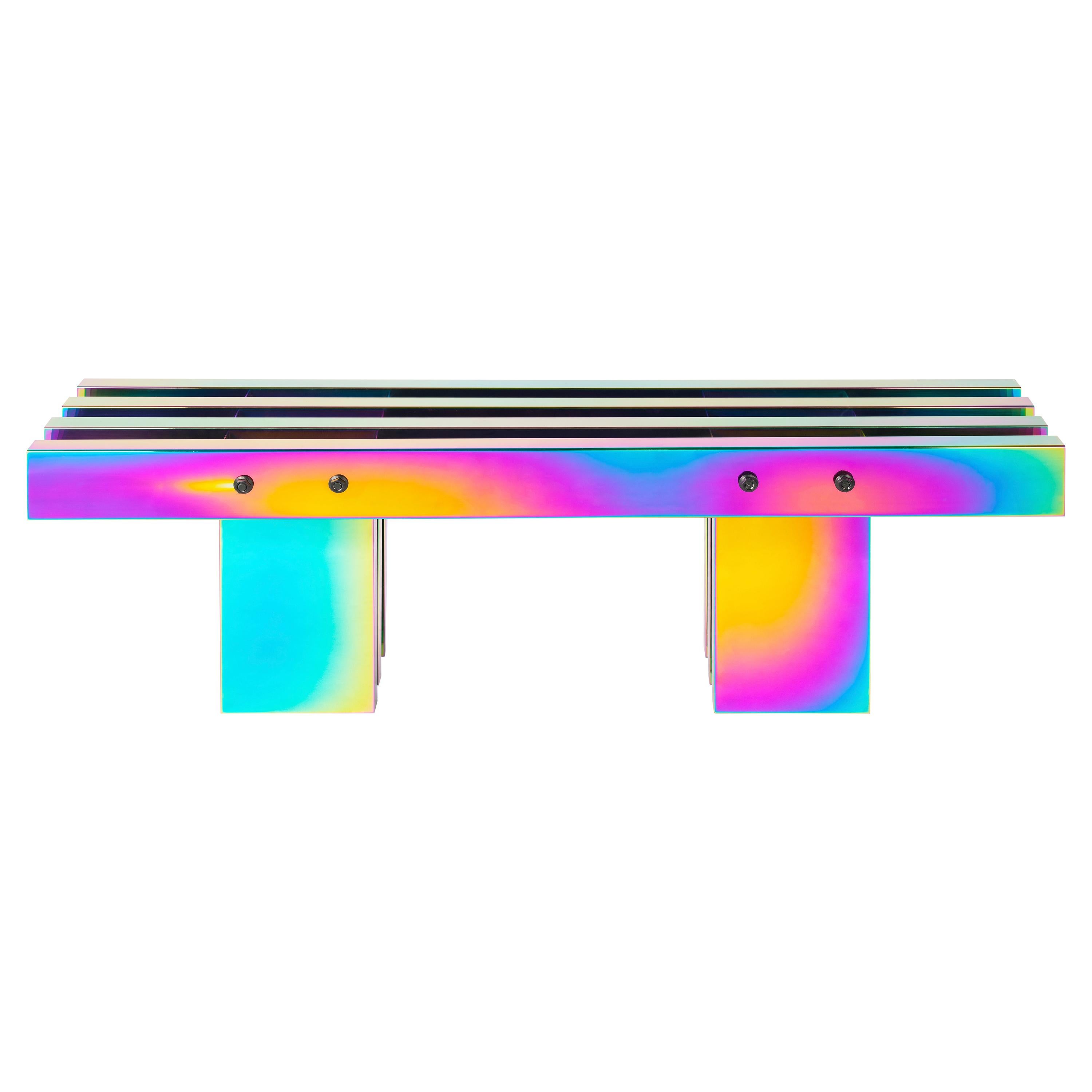 Rainbow Color Stainless Steel HOT Bench Medium Length by Studio Buzao