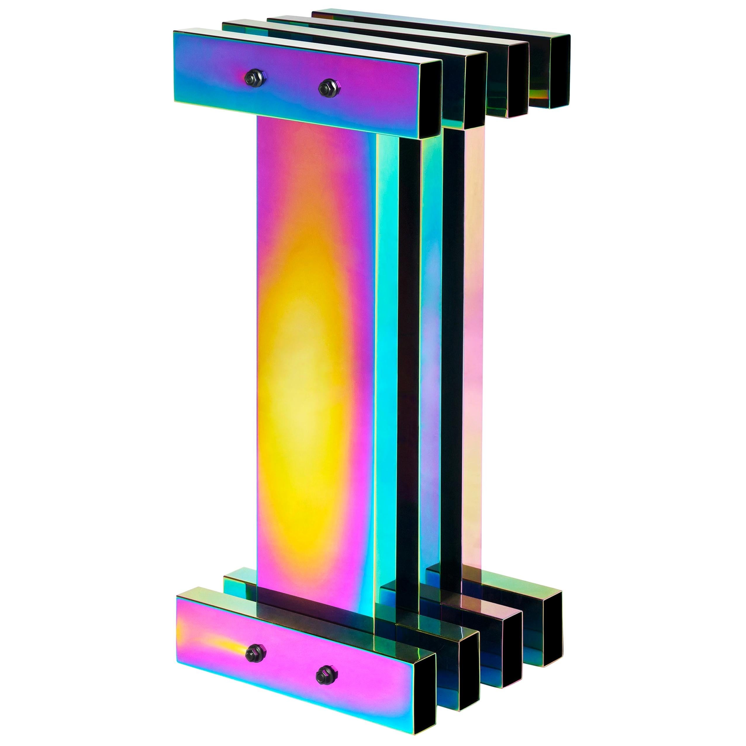 Rainbow Color Stainless Steel Hot Pedestal by Studio Buzao For Sale