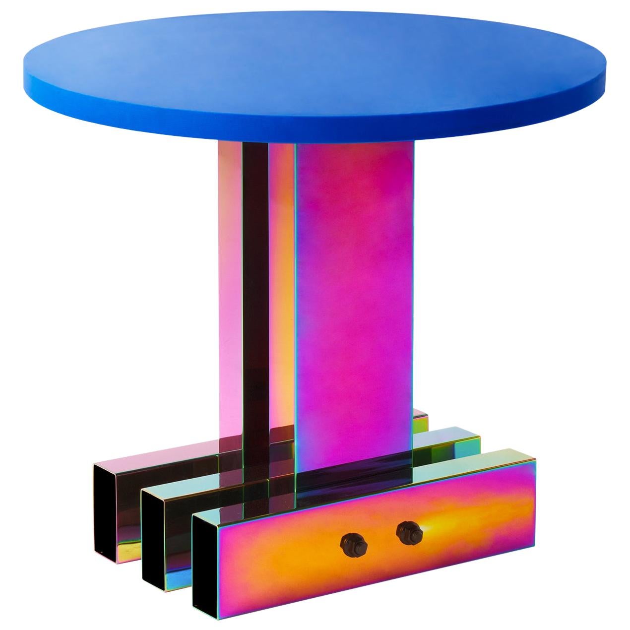 Rainbow Color Stainless Steel Hot Round Side Table by Studio Buzao