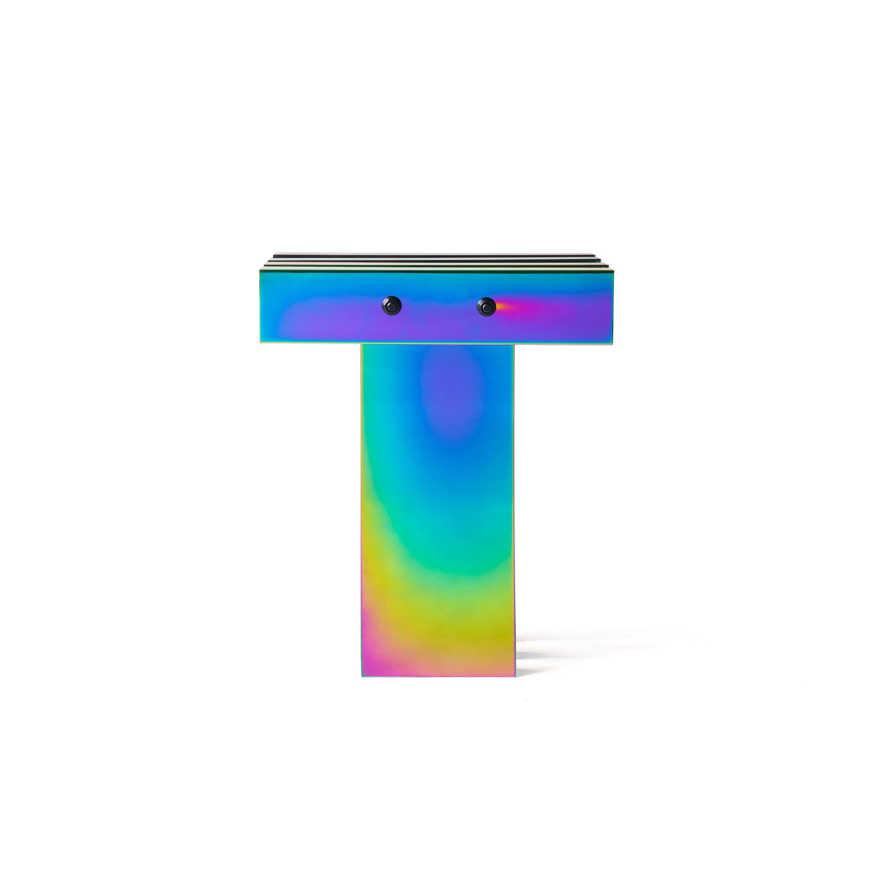 Rainbow Color Stainless Steel Hot Side Table by Studio Buzao In New Condition For Sale In Beverly Hills, CA