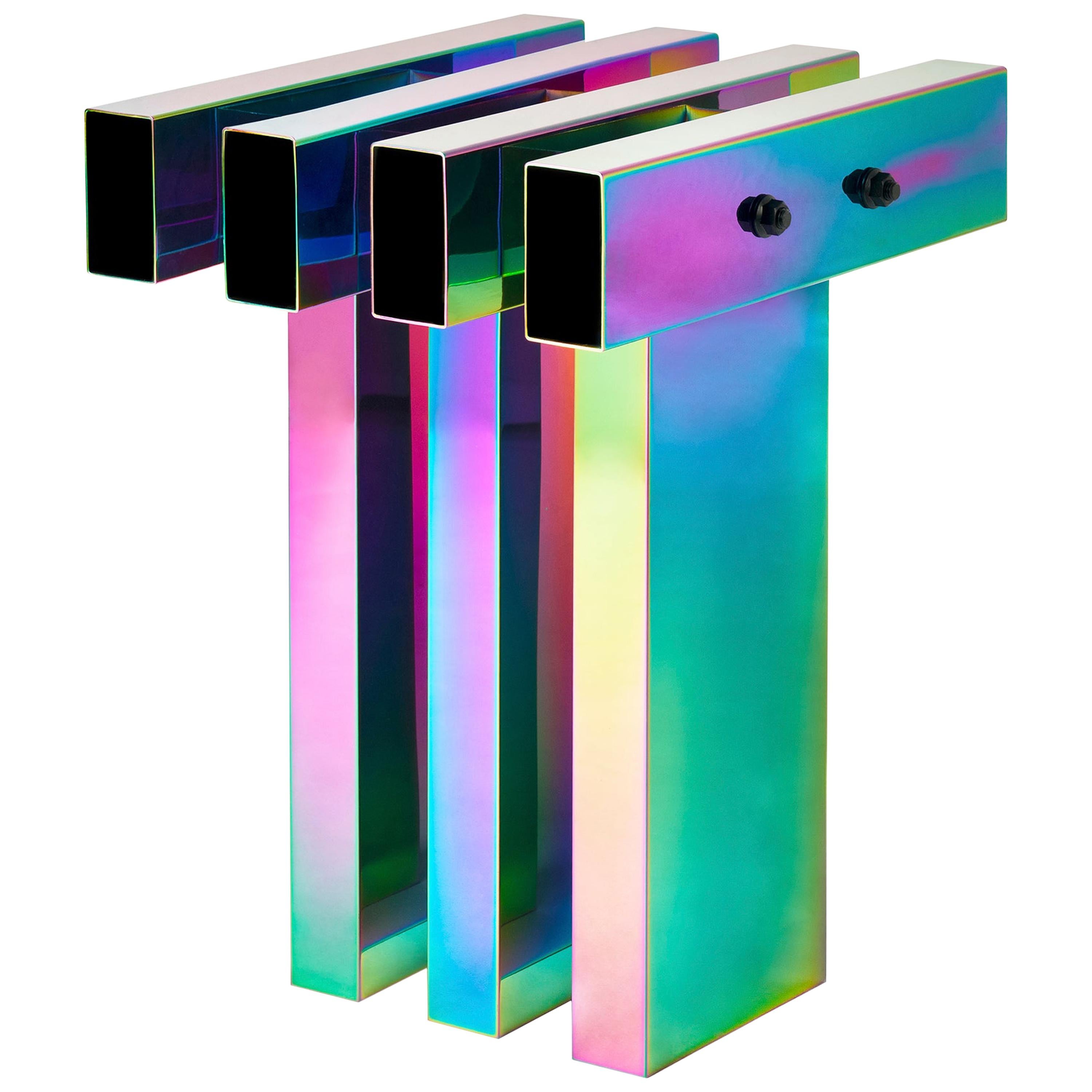 Rainbow Color Stainless Steel Hot Side Table by Studio Buzao For Sale