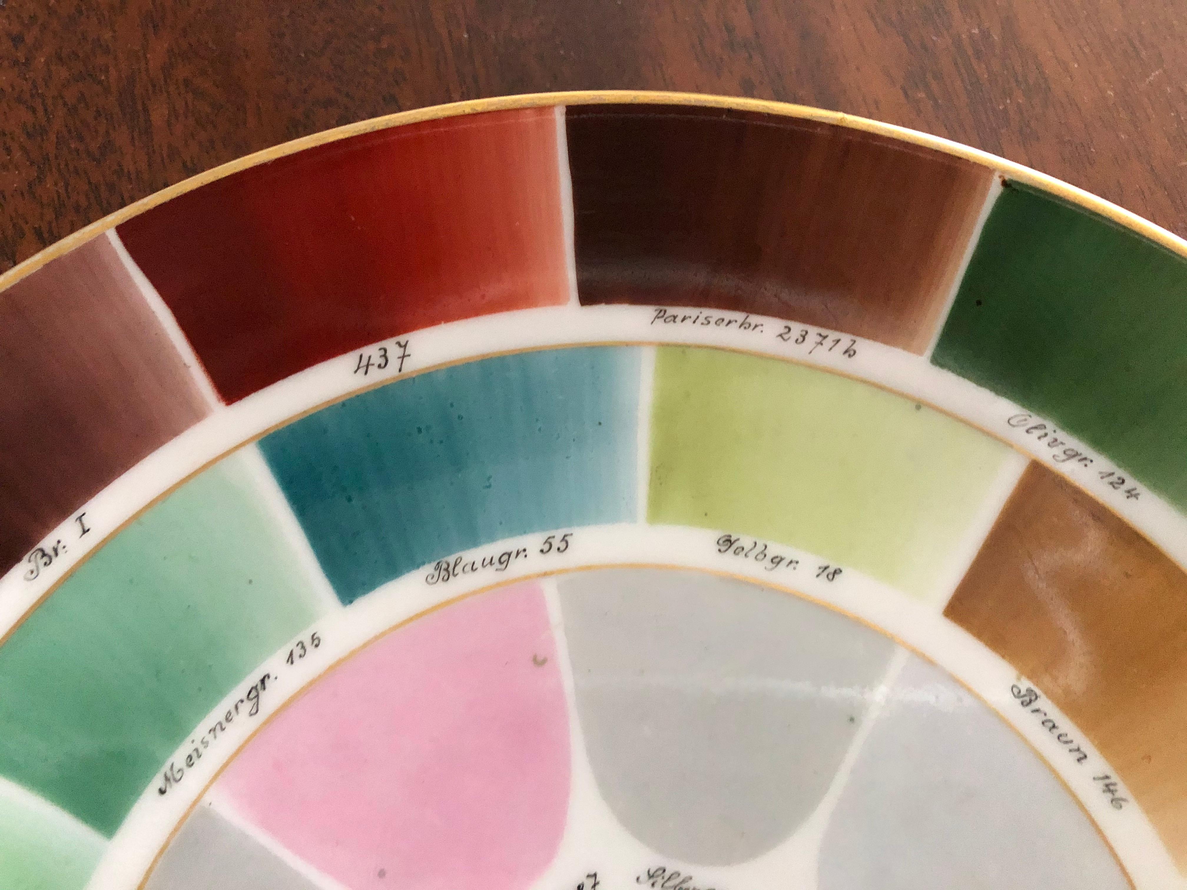 Hand-Painted Rainbow Color Wheel Sample Porcelain Plate