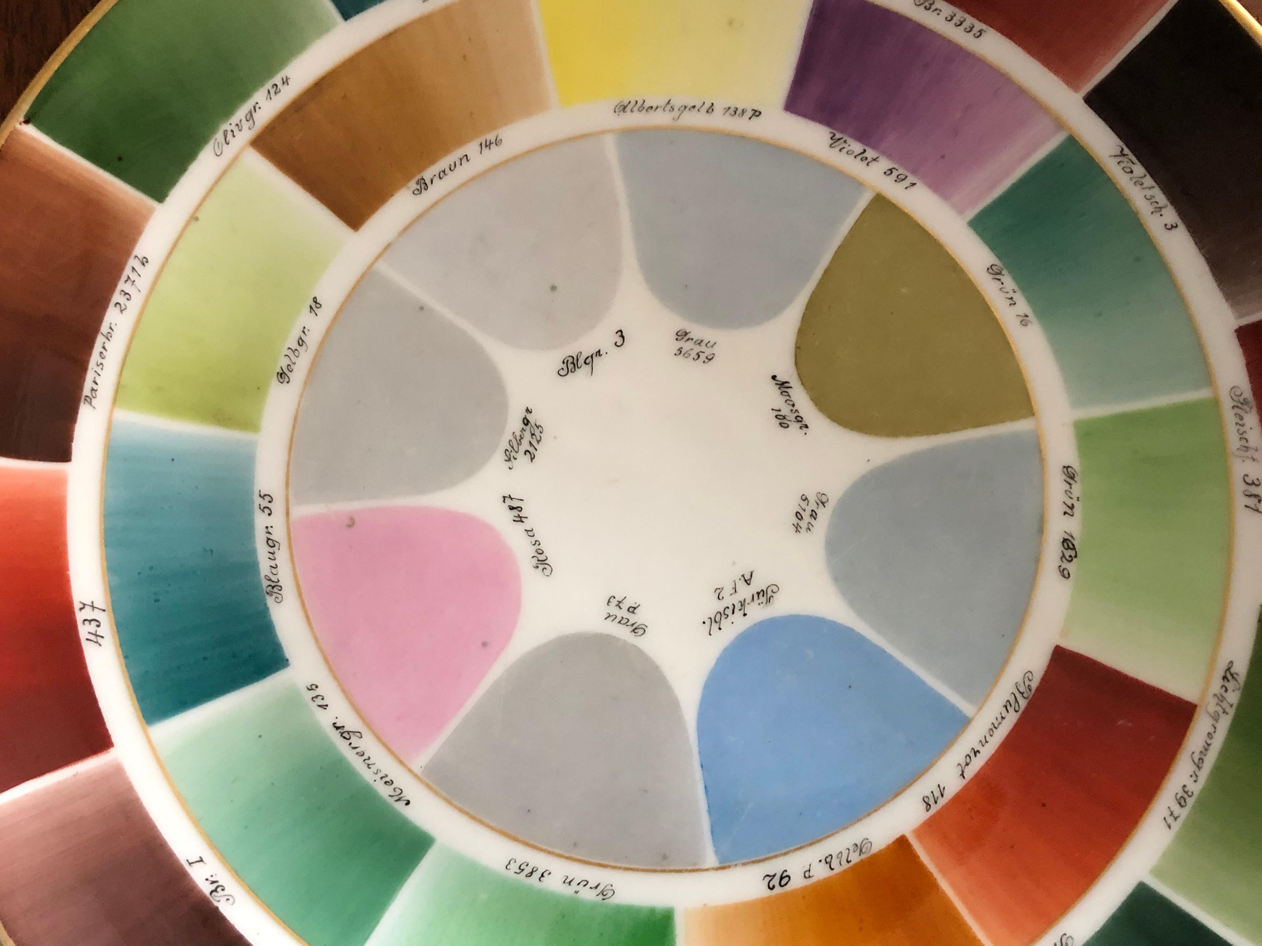 Early 20th Century Rainbow Color Wheel Sample Porcelain Plate