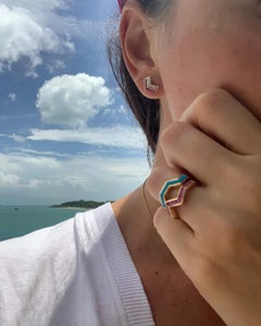 Rainbow Colour Sapphire and Diamond Earrings in 18K Gold Settings