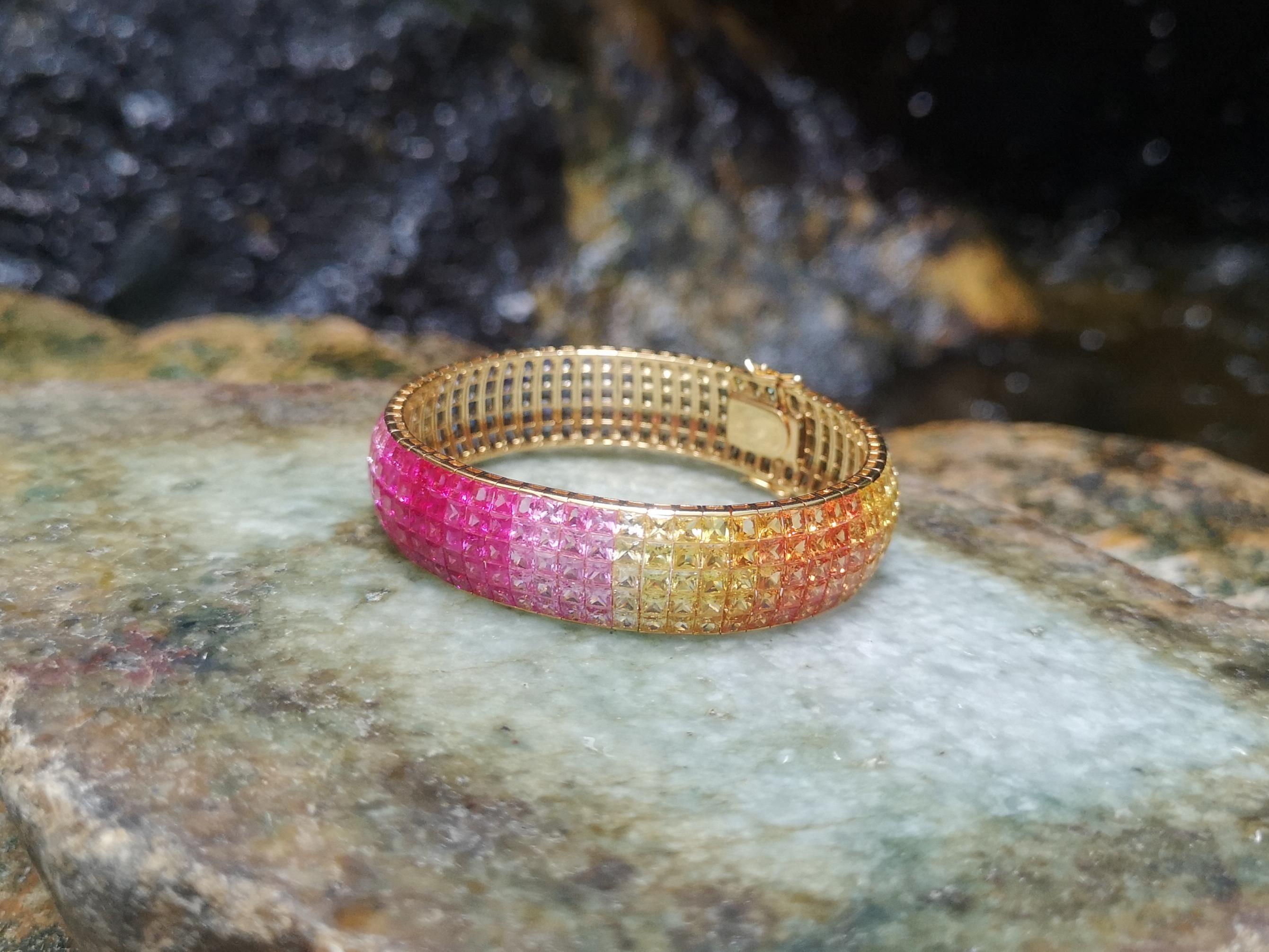 Rainbow Colour Sapphire Bracelet Set in 18 Karat Gold Settings 2