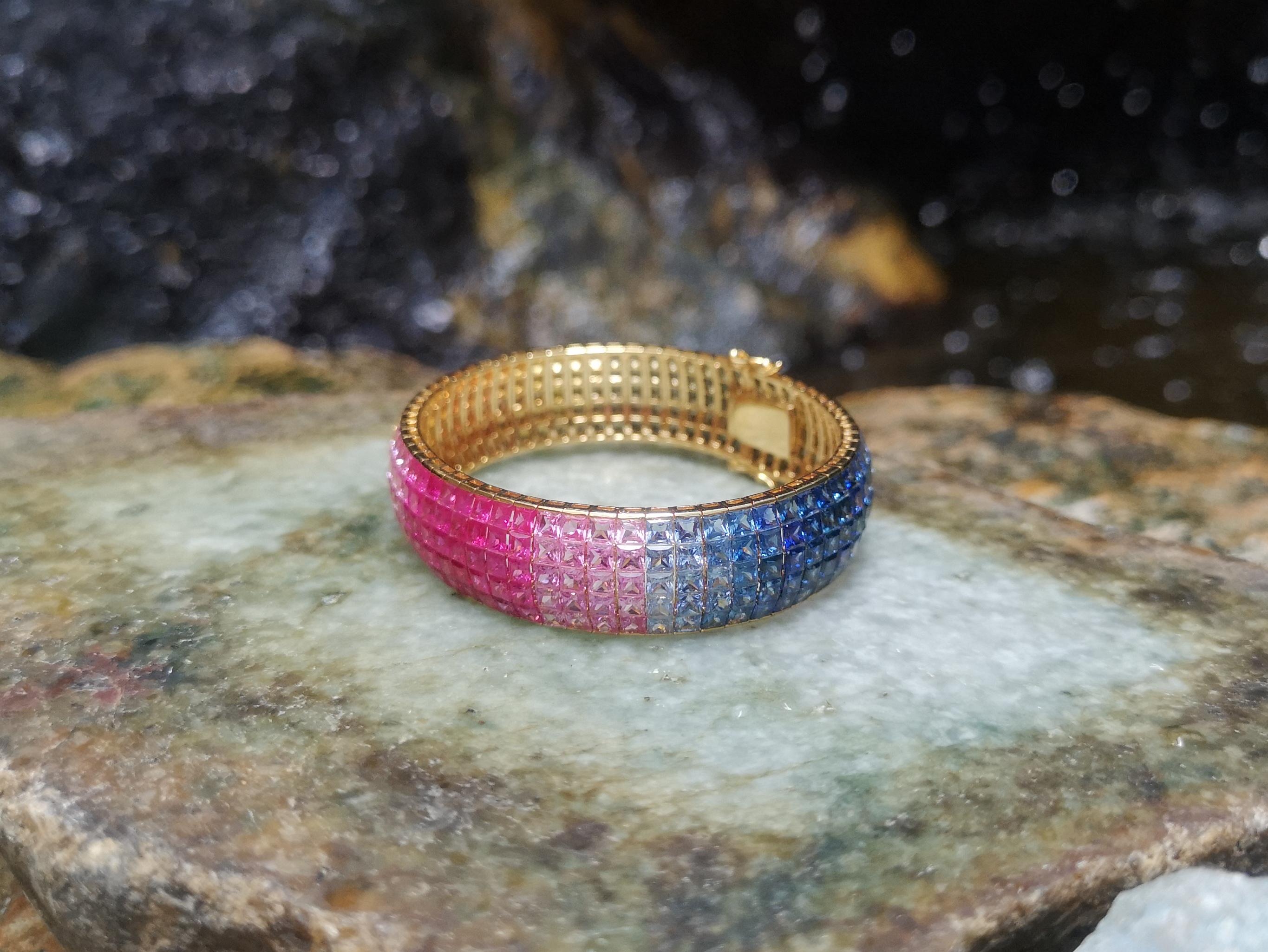 Rainbow Colour Sapphire Bracelet Set in 18 Karat Gold Settings 3