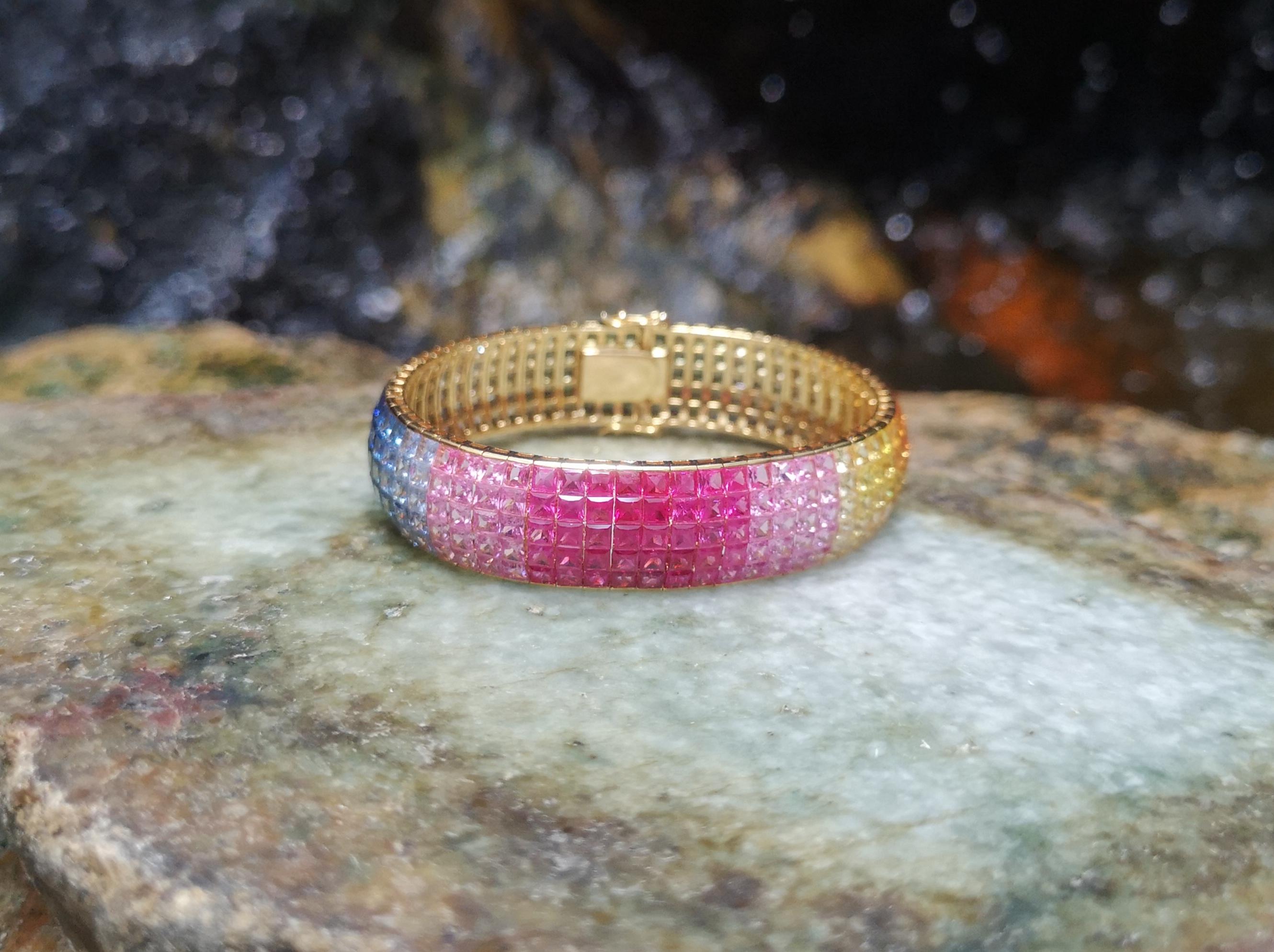 Rainbow Colour Sapphire Bracelet Set in 18 Karat Gold Settings 1