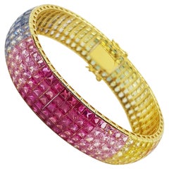 Rainbow Colour Sapphire Bracelet Set in 18 Karat Gold Settings