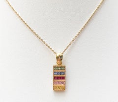 Rainbow Colour Sapphire Pendant Set in 18 Karat Gold Settings