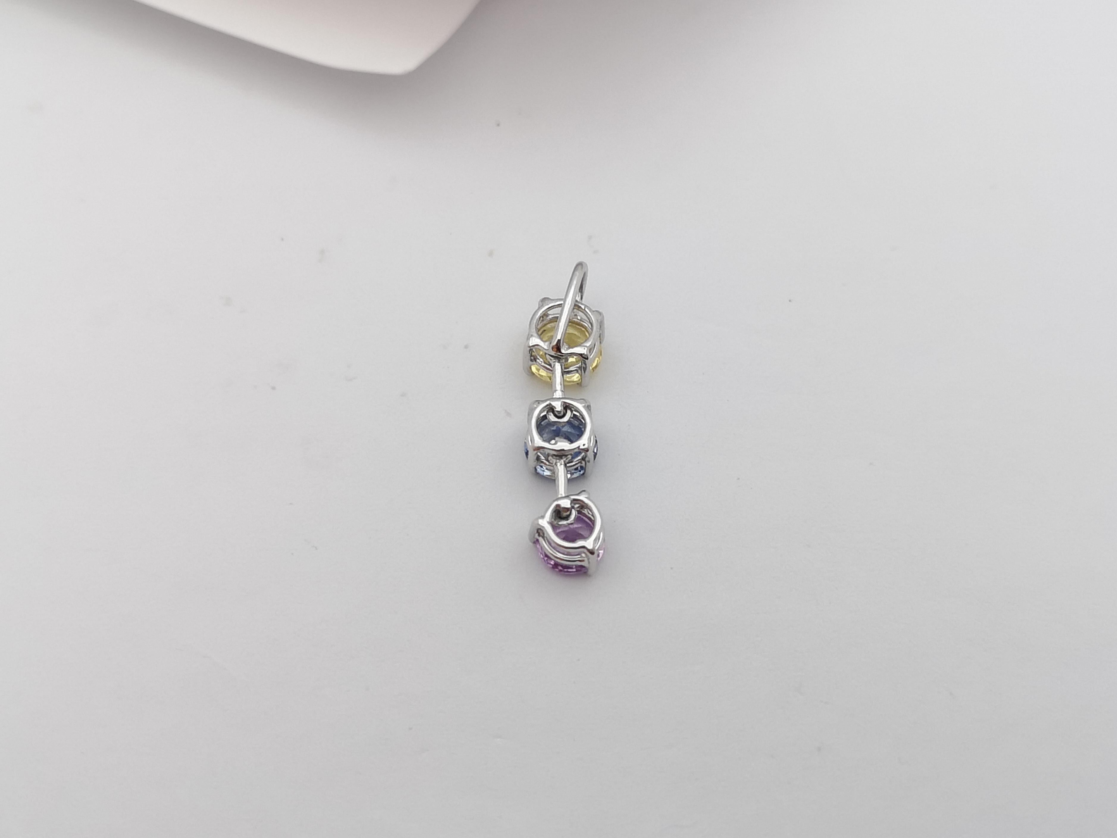 Rainbow Colour Sapphire Pendant Set in 18 Karat White Gold Settings For Sale 3
