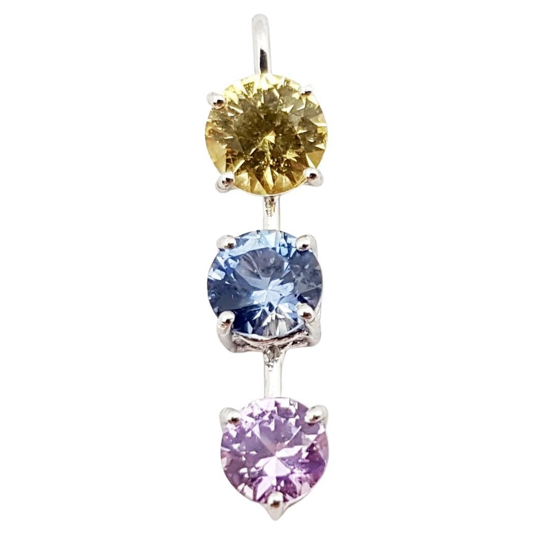Rainbow Colour Sapphire Pendant Set in 18 Karat White Gold Settings For Sale