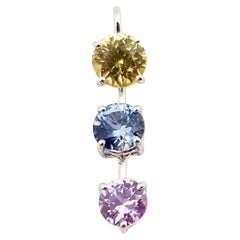 Rainbow Colour Sapphire Pendant Set in 18 Karat White Gold Settings